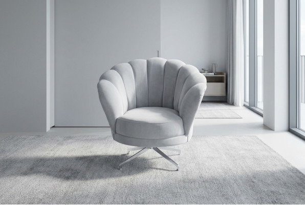 Fauteuil gris design pour le salon Élégant fauteuil individuel de luxe avec pieds en acier inoxydable.