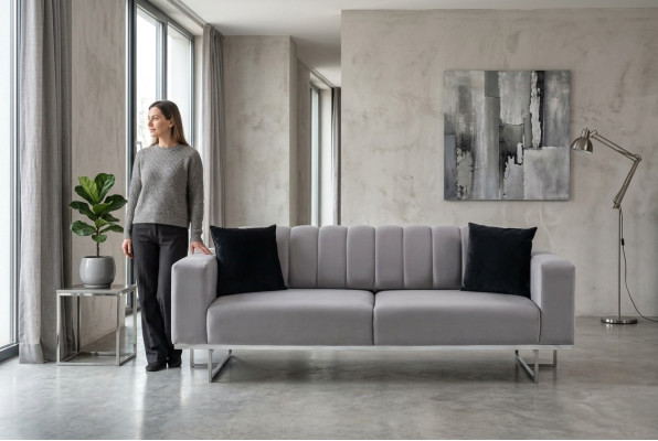 Revêtement gris clair Trois canapés luxueux pour le salon Canapés élégants