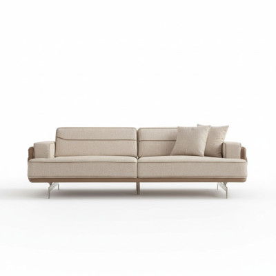 Un canapé exclusif de couleur beige à 3 places, mobilier moderne pour le salon, canapé rembourré.