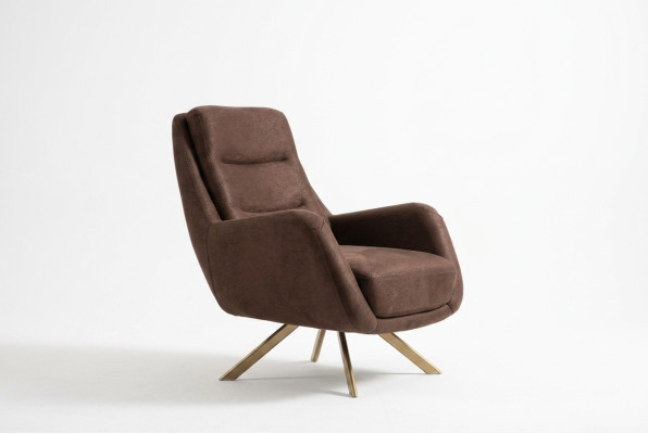 Fauteuil en velours marron Fauteuil moderne Salon Meubles en textile