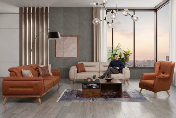 Salle de séjour meubles de sièges de concepteur ensembles de canapés fauteuil rembourré 3 places 3 pièces
