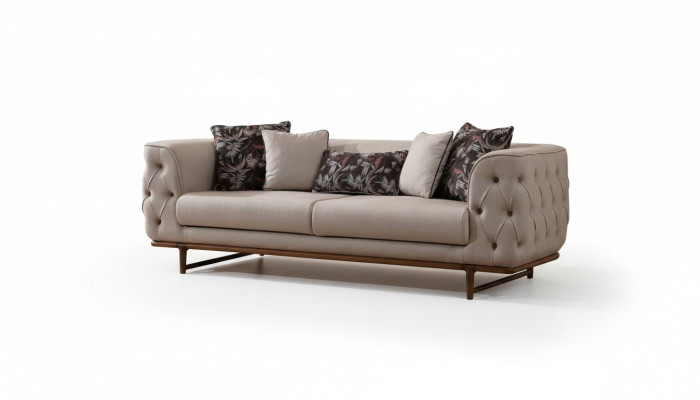 Beige clair Chesterfield Trois places Luxueux canapé élégant à trois places revêtement 