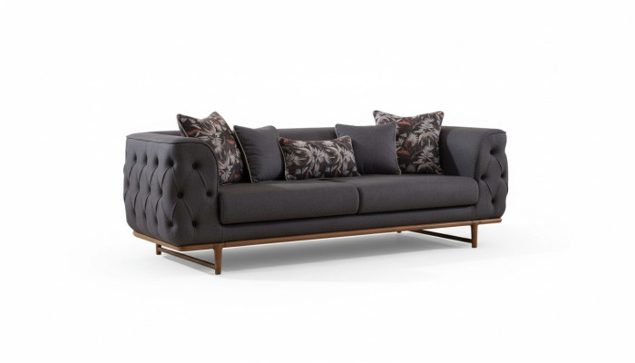 Canapé Chesterfield noir Lit Designer fonction Salle de séjour 3 places