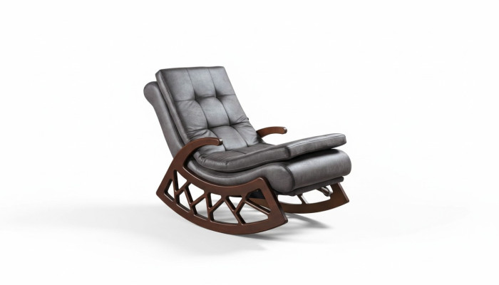 exclusif chaise à bascule grise Salon Meubles de relaxation Cadre en bois nouveau