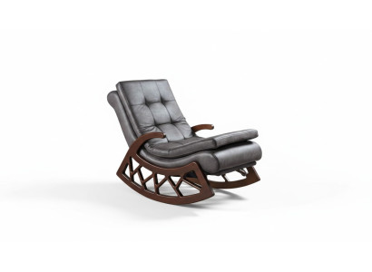 exclusif chaise à bascule grise Salon Meubles de relaxation Cadre en bois nouveau