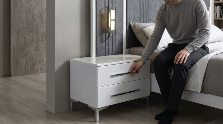 Tables de chevet en bois blanc Designer exclusif r Table de chevet Mobilier de chambre