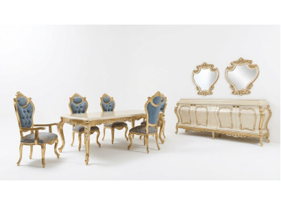 Luxueux ensemble de salle à manger Table à manger 6x Chaises Buffet Vitrine Miroir