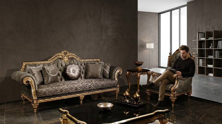 Ensemble de canapé classique Chesterfield 3+1 place Table basse design 3 pièces