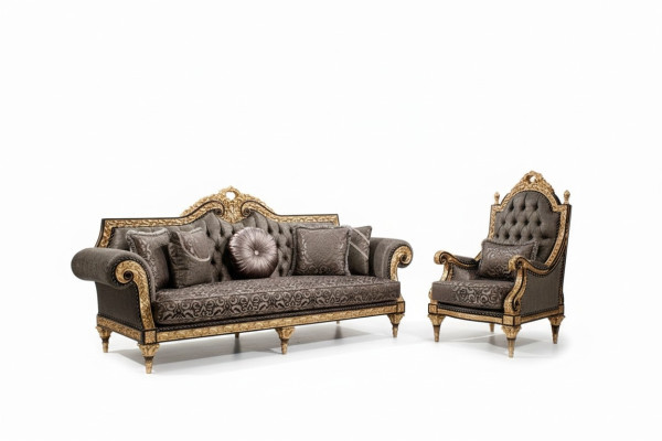 Ensemble de canapé classique Chesterfield 3+1 place Table basse design 3 pièces