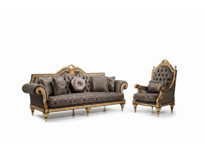 Ensemble de canapé classique Chesterfield 3+1 place Table basse design 3 pièces