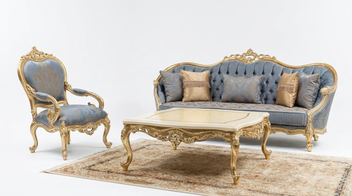 Sofas de salon gris classique Chesterfield canapés Trois fauteuils places