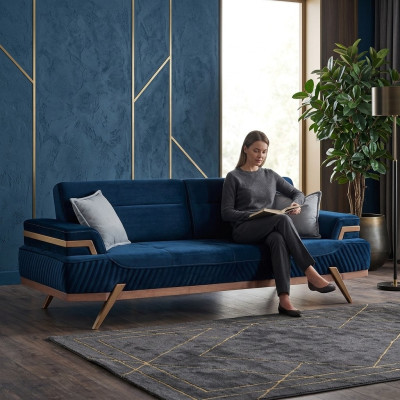 Canapé Living Room 3 places en textile DarkBlue du designer.