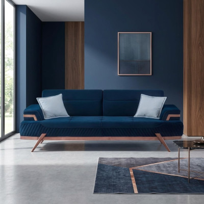 Canapé Living Room 3 places en textile DarkBlue du designer.