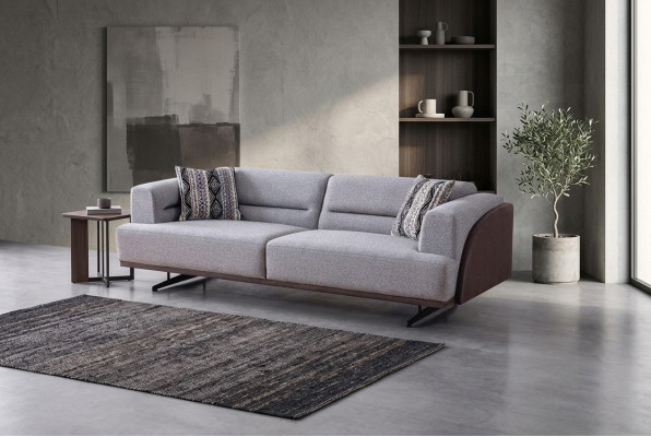 Gris Moderne Canapés de Salon Rembourrés 3 Places Luxe Noble Sofas