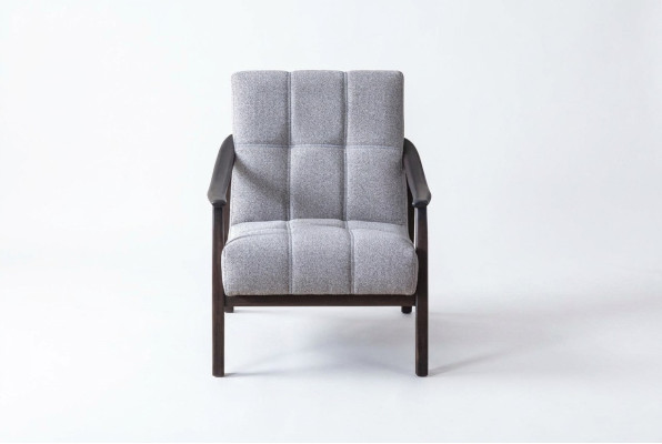 Designer Grey Armchair Salon Mobilier de Siège Luxueux Cadre en Bois Neuf