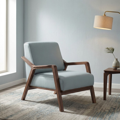 Blue he exclusive r Armchair Living room Armrests single seater wooden frame new = Bleu, fauteuil exclusif pour salon avec accoudoirs, siège individuel, cadre en bois neuf
