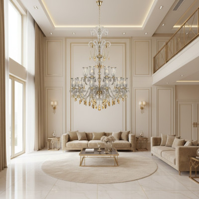 Lustre en argent et or de designer Lustre Lustre Salon Lustre Pendule