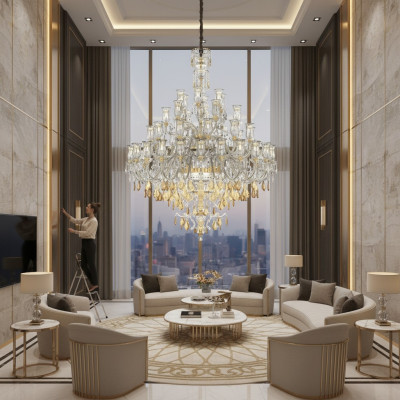 Grand lustre Lustre de luxe Salon Lustre pour plafond Luminaire Lampe