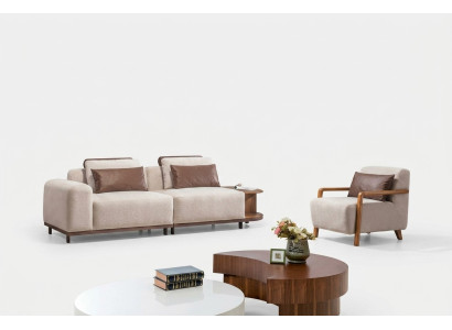 Ensemble de sièges de salon beige, ensemble de canapés design 2+1 place, canapés de luxe