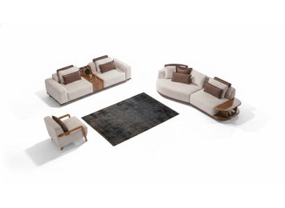 Ensemble de canapé beige moderne de luxe 3+2 places avec fauteuil à accoudoirs 3 pièces.