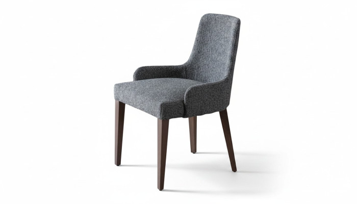 Chaise grise exclusive avec design de pieds en bois marron, nouveauté pour la salle à manger