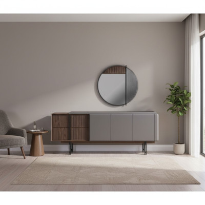 Ensemble de salle à manger exclusif composé de 2 pièces. Buffet et miroir en nouveauté