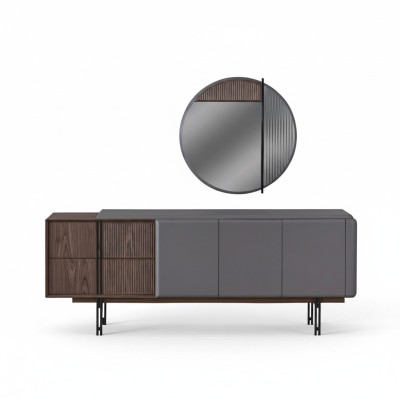 Ensemble de salle à manger exclusif composé de 2 pièces. Buffet et miroir en nouveauté