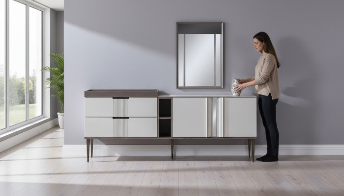 Ensemble de salle à manger de luxe Buffet exclusif avec ensemble de 2 miroirs Nouveauté