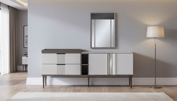 Ensemble de salle à manger de luxe Buffet exclusif avec ensemble de 2 miroirs Nouveauté