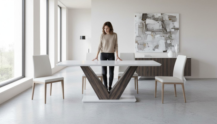 Table à manger design Mobilier moderne dans la salle à manger Blanc Exclusivité Nouveauté