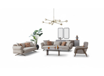 Ensemble de salon moderne de luxe 4 pièces. Fauteuil 4+3 places et table basse neuve.