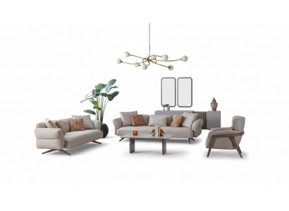 Ensemble de salon moderne de luxe 4 pièces. Fauteuil 4+3 places et table basse neuve.