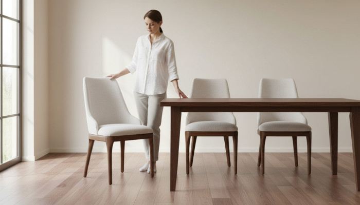 Chaises blanches exclusives avec design de pieds bruns en bois Nouveauté pour la salle à manger