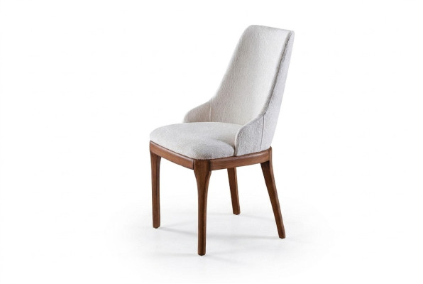 Chaises blanches exclusives avec design de pieds bruns en bois Nouveauté pour la salle à manger