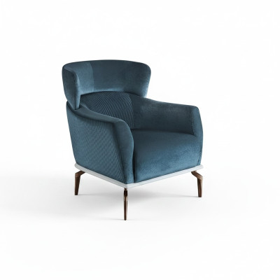 Fauteuil design moderne de couleur verte pour le salon. Meuble de siège en textile de luxe.