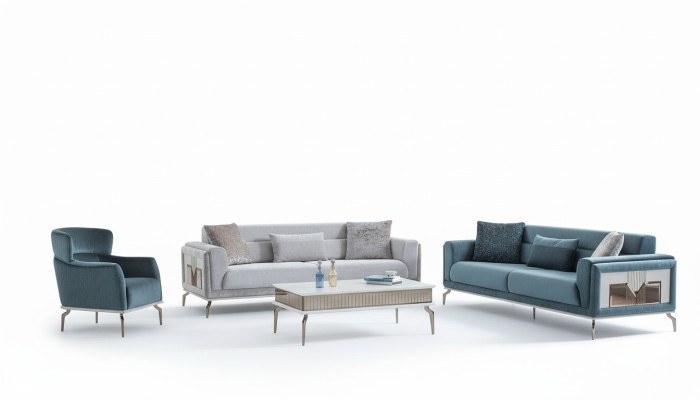 Ensemble de canapé design 4 pièces. Ensemble canapé 3 places Fauteuil Table basse