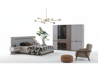 Ensemble de chambre à coucher de luxe Lit de design 2x Table de chevet Armoire 4 pièces neuf