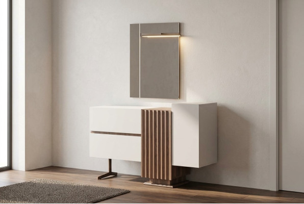 Coiffeuse moderne Mobilier de chambre grise Coiffeuse avec miroir