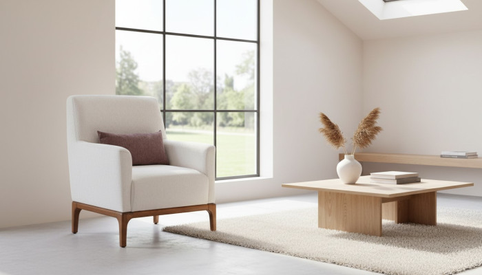 Fauteuil design 1 place Luxe Relax en tissu blanc Fauteuil dans le salon Club Lounge