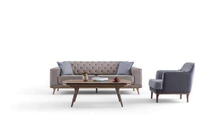 Ensemble de salon moderne de luxe 4 pièces. Fauteuil 4 places Table basse Meuble neuf