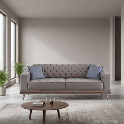Canapé 4 places Canapés design Tissu gris Relax Siège Meuble Moderne