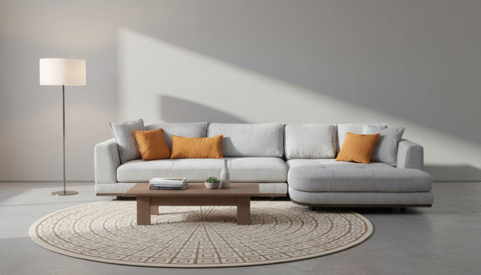 Canapé d'angle de luxe en forme de L Mobilier moderne pour salon Couleur grise Designer