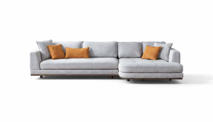 Canapé d'angle de luxe en forme de L Mobilier moderne pour salon Couleur grise Designer