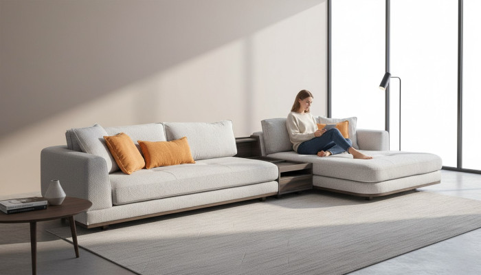 Canapé d'angle exclusif en forme de L Gris Salon Ensemble d'angle Canapé Canapé Rembourrage