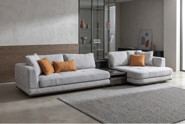 Canapé d'angle exclusif en forme de L Gris Salon Ensemble d'angle Canapé Canapé Rembourrage