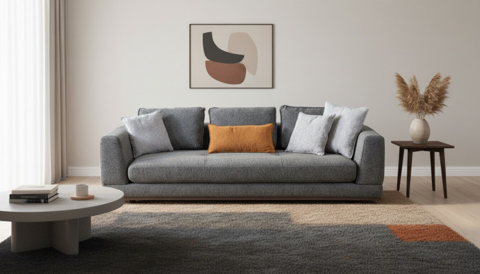 Canapé 3 places Mobilier moderne Blanc Salon de luxe 243cm trois places