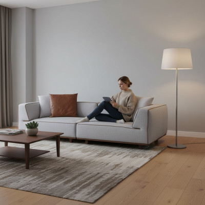 Canapé 4 places Canapés design Rembourrage Gris Textile Siège Relax Mobilier 272cm xl