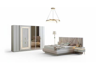 Ensemble de chambre à coucher Lit de luxe 2x table de nuit Armoire Ensemble de meubles 4 pièces