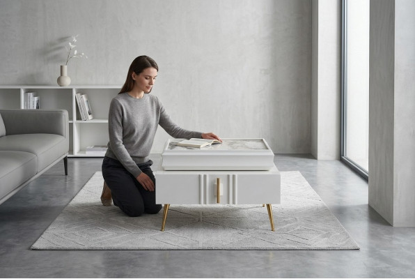 Tables de chevet exclusives Mobilier de designer Couleur beige dans la chambre à coucher nouvelle