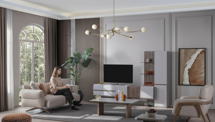 Set de salon Mobilier complet de chambre Sofa Canapé Ensemble 5 pièces.
